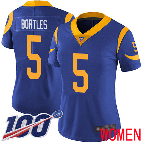 Los Angeles Rams Limited Royal Blue Women Blake Bortles Alternate Jersey NFL Football #5 100th Season Vapor Untouchable